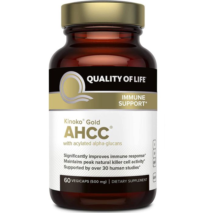 Kinoko Gold AHCC Immune Support 60 veggie capsules – powerful immune booster with AHCC® and Vitamin C.