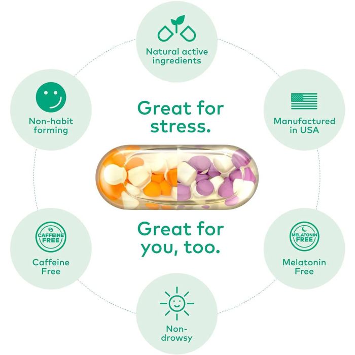 Benefits list including stress relief and emotional balance