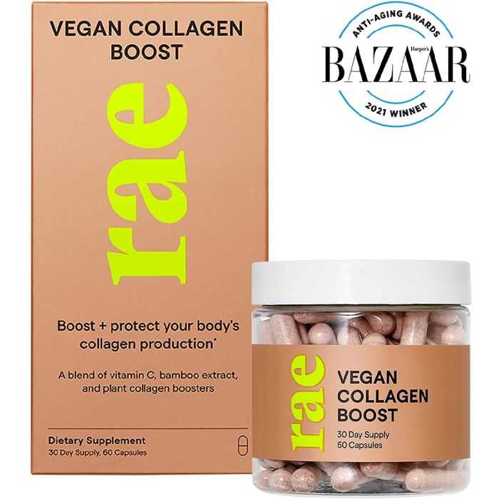 RAE 30 Capsules – Vegan Collagen Boost supplement for healthy skin and nails.