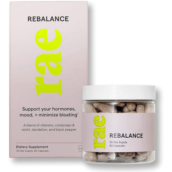 RAE Rebalance Supplement – hormone support for women with Chaste Tree Extract, DIM, and Magnesium, 60 capsules.