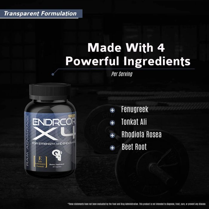 Front label of RAM ADVANTAGE ENDCORE X4 showing testosterone support benefits