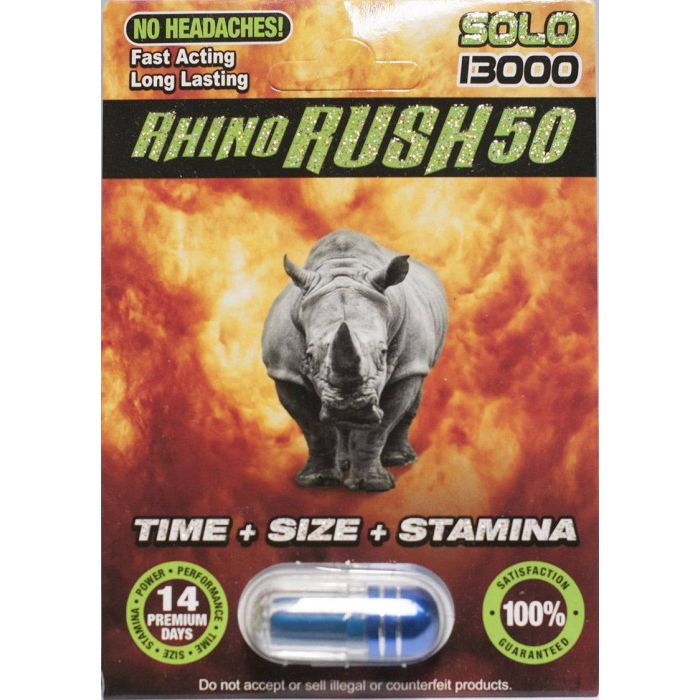 Rhino Rush 50 Solo 13000 Male Sexual Enhancer Pill
