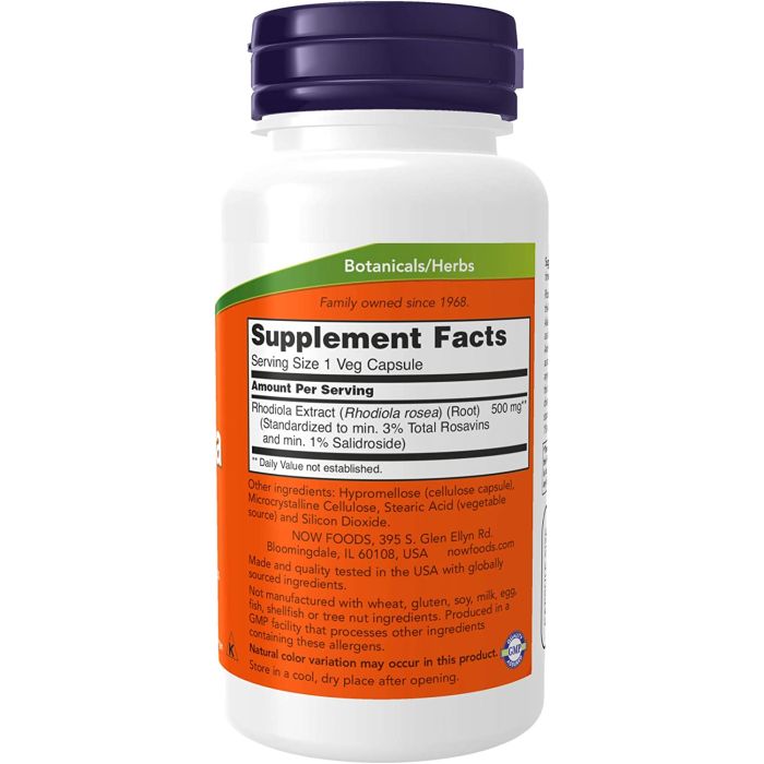 NOW Rhodiola 500mg Adaptogenic Herb 60 Veggie Caps Non GMO