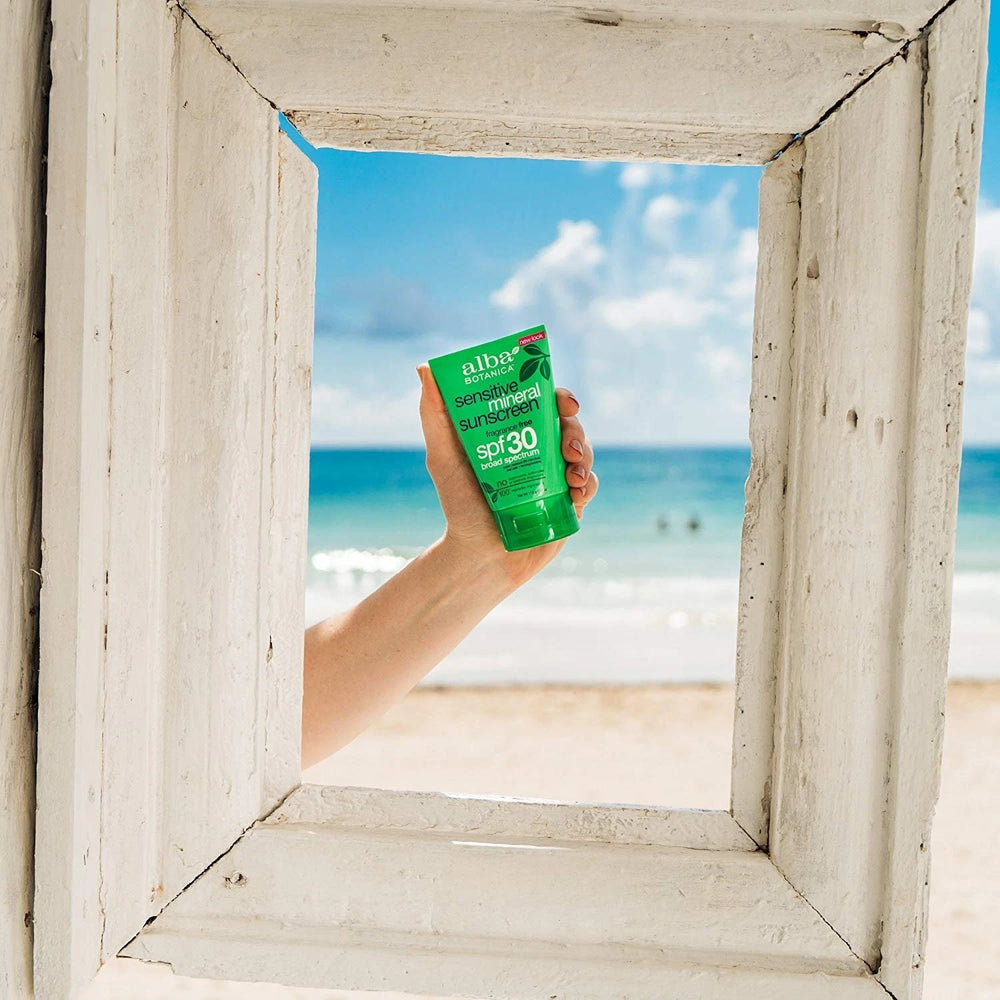 Fragrance free mineral sunscreen SPF 30 by Alba Botanica for sensitive skin