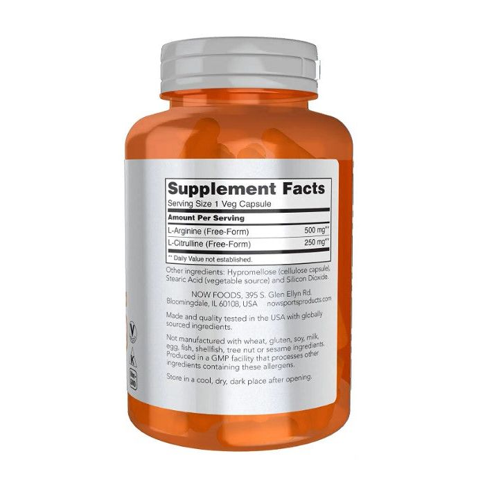 NOW Sports Arginine Citrulline Amino Acids 120 Veggie Caps