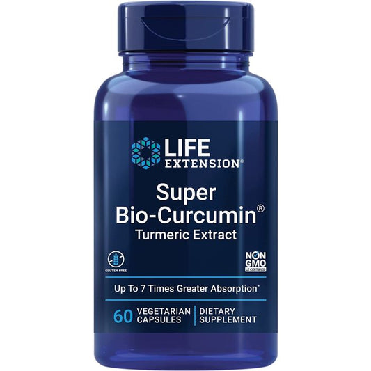 "Certified non-GMO and gluten-free curcumin supplement – Life Extension Super Bio-Curcumin, 60 count"

