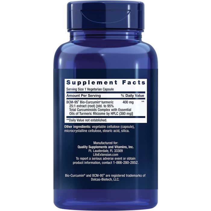 "Life Extension turmeric extract with BCM-95 – 7x higher bioavailability curcumin, 60 veggie capsules"

