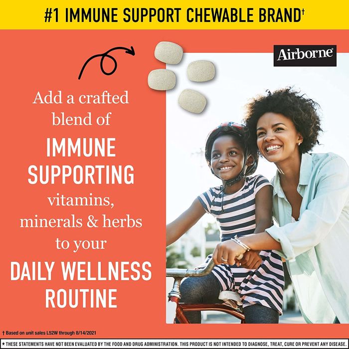 Airborne 1000mg Vitamin C 32 Chewable Tablets Citrus Immune Support