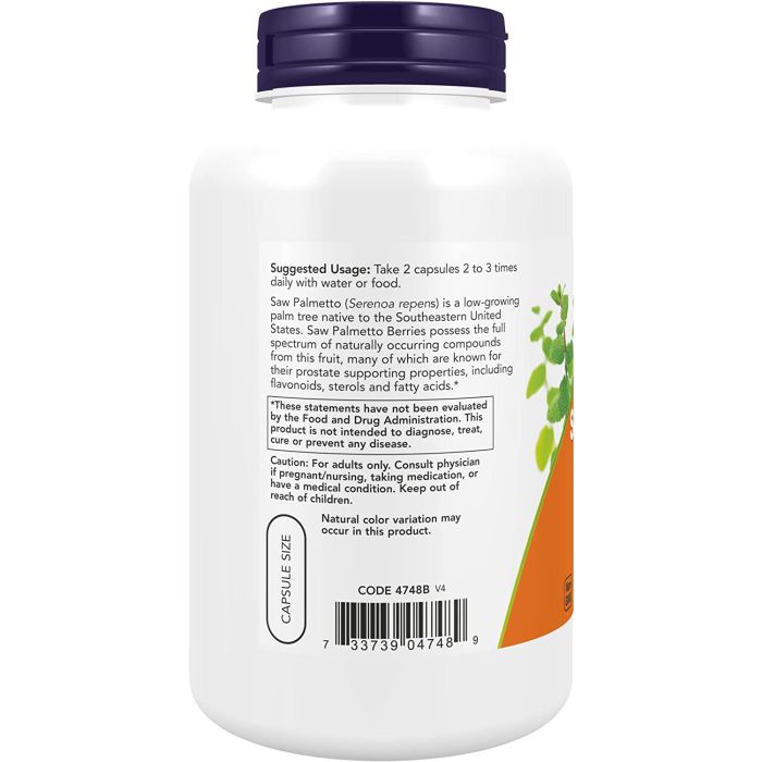 NOW Saw Palmetto Berries 550mg Men's Health 250 Veggie Caps