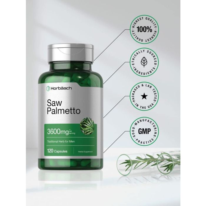 Horbaach Saw Palmetto Extract 3600mg 120 Gluten Free Capsules