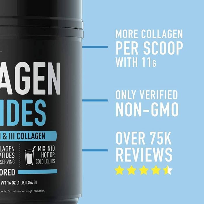 Unflavored SR Collagen Peptides Powder – supports healthy collagen production for improved skin elasticity.