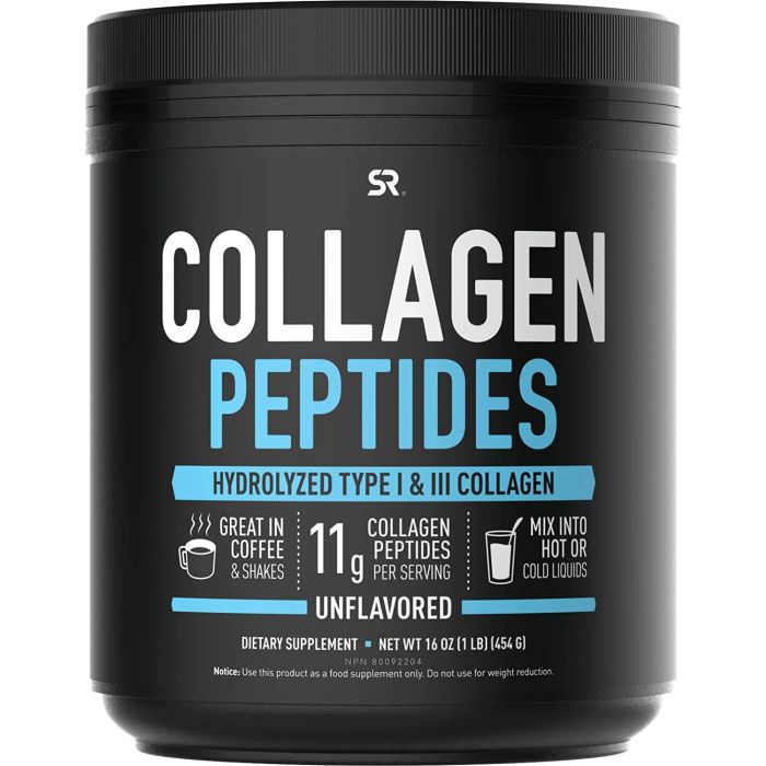 SR Collagen Peptides Powder – gluten-free and non-GMO, supports beauty from within and joint health.
