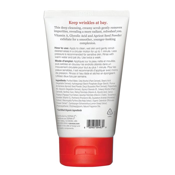 Derma E Anti Wrinkle Scrub Glycolic Acid Vitamin A 4 Oz Vegan