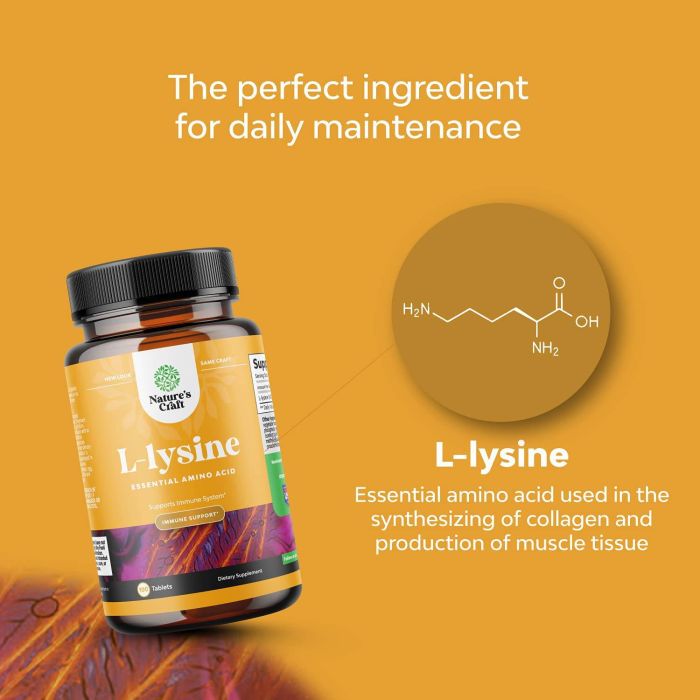 Nature's Craft L Lysine Essential Amino Acids Immune Support 100 Caps