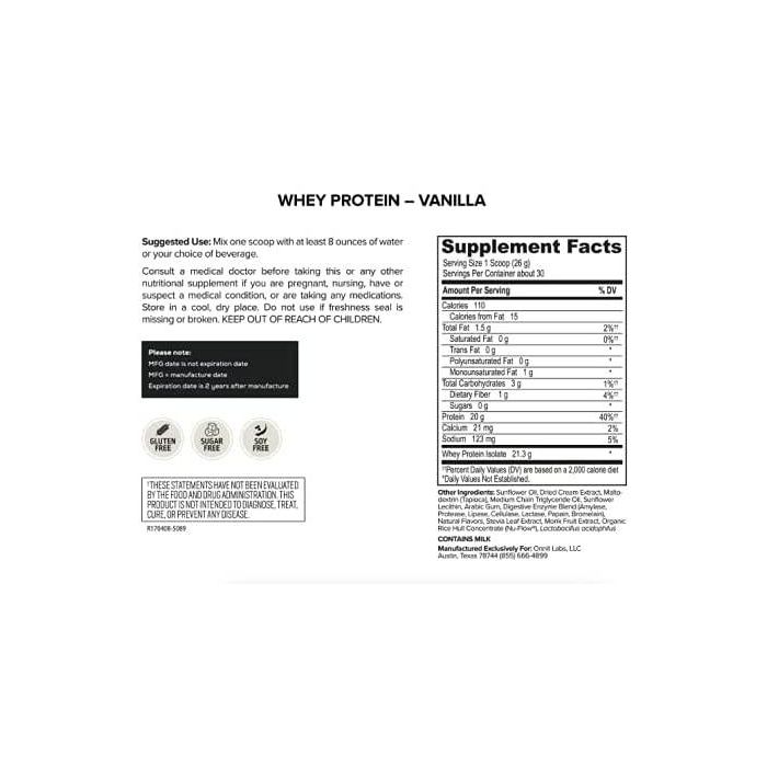 Onnit Grass Fed Whey Isolate Protein Flavored Sugar Free Supplement