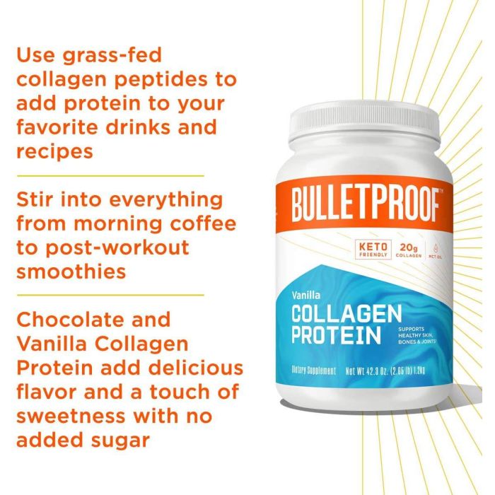 Bulletproof Keto Friendly Collagen Protein Powder Vanilla 42.3 Oz