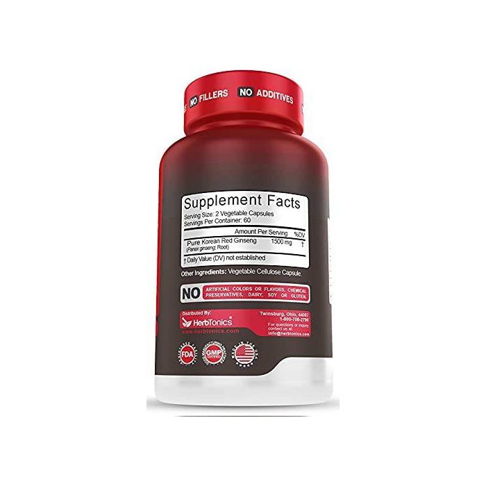 Herb Tonics Korean Panax Red Ginseng Performance Enhancement 120 Caps