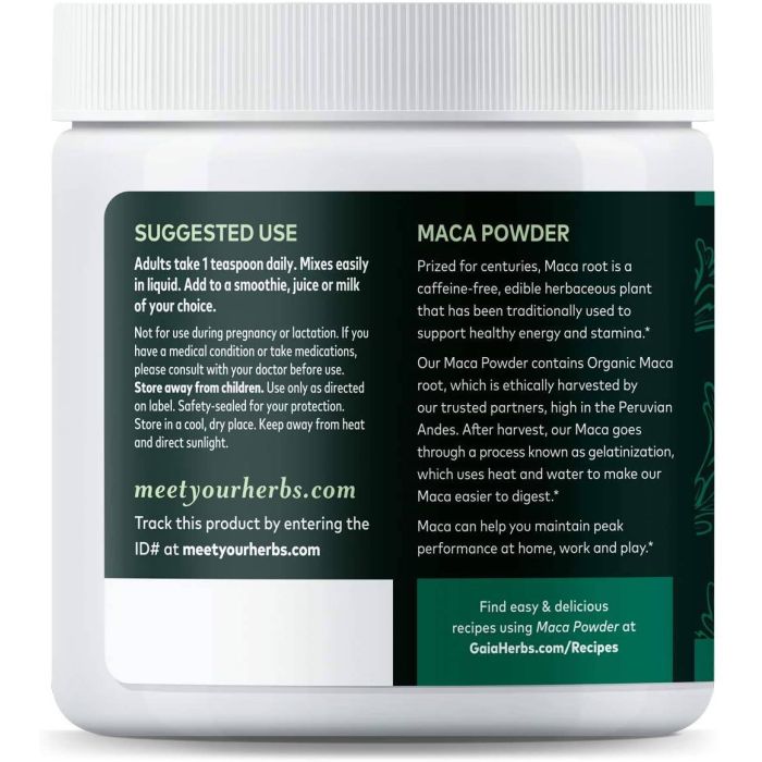 Gaia Herbs Gelatinized Peruvian Maca Powder 8 Ounce Herbal Supplement