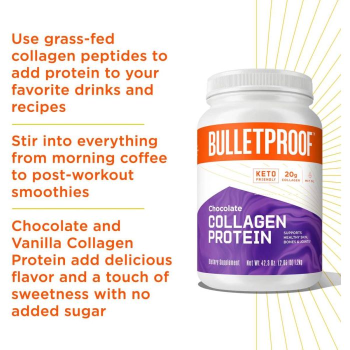 Bulletproof Keto Friendly Collagen Protein Powder Chocolate 42.3 Oz