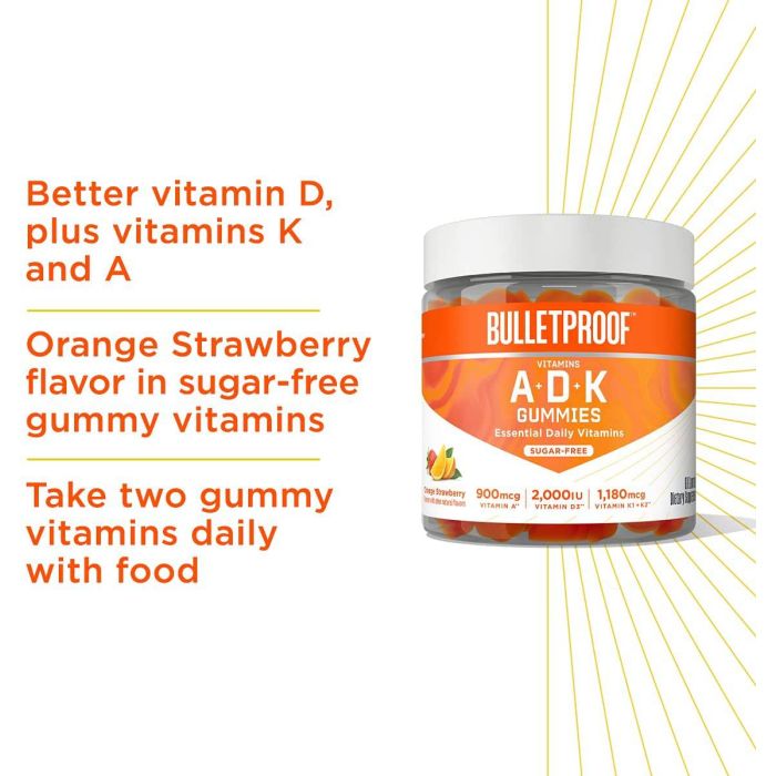 Bulletproof Daily Vitamins A D K 60 Gummies Sugar Free Immune Support