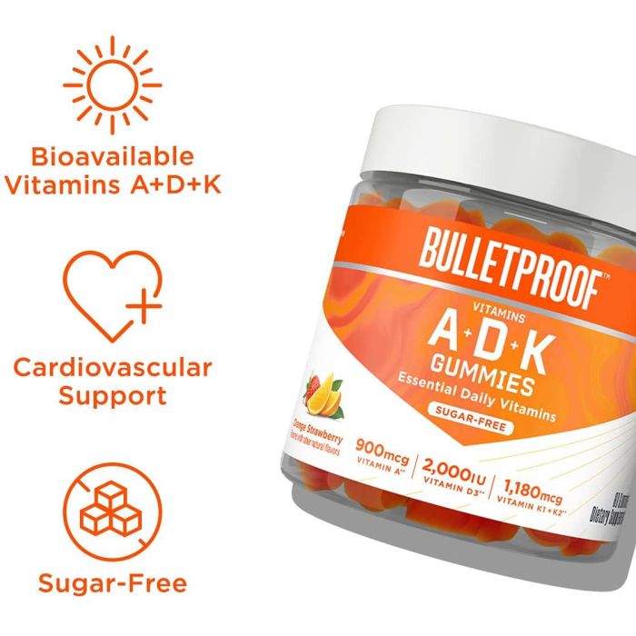 Bulletproof Daily Vitamins A D K 60 Gummies Sugar Free Immune Support