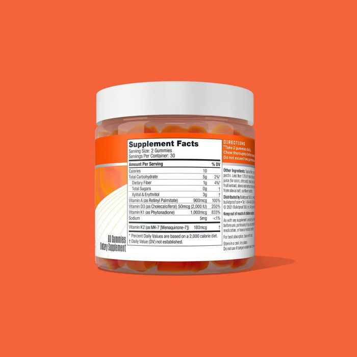 Bulletproof Daily Vitamins A D K 60 Gummies Sugar Free Immune Support