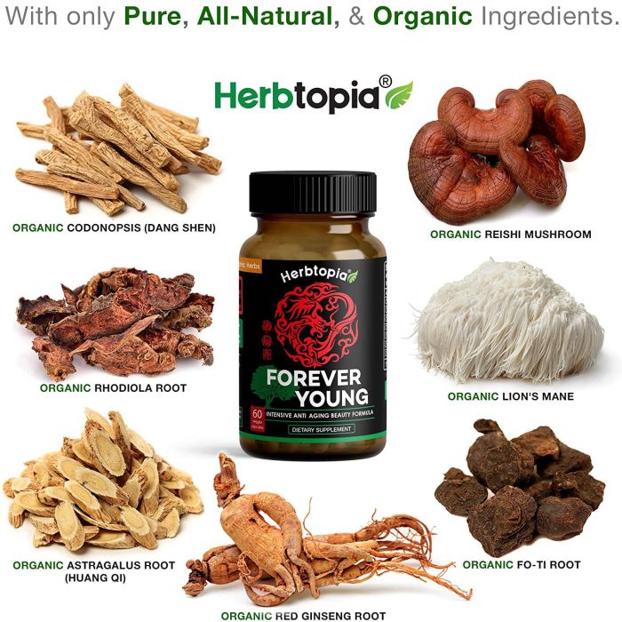 Herbtopia Forever Young Anti Aging Beauty Supplement 60 Veggie Caps