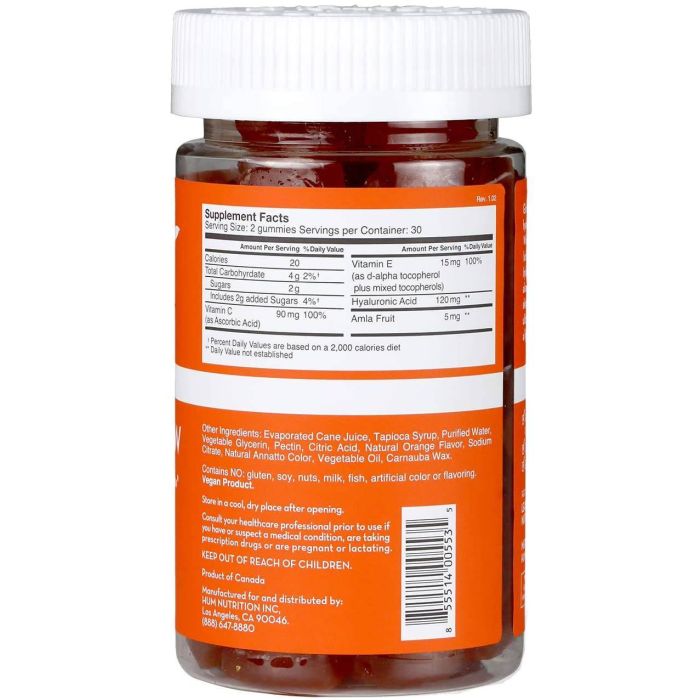 Hum Glow Sweet Glow Skin 60 Vegan Gummies Hyaluronic Acid Vitamins C