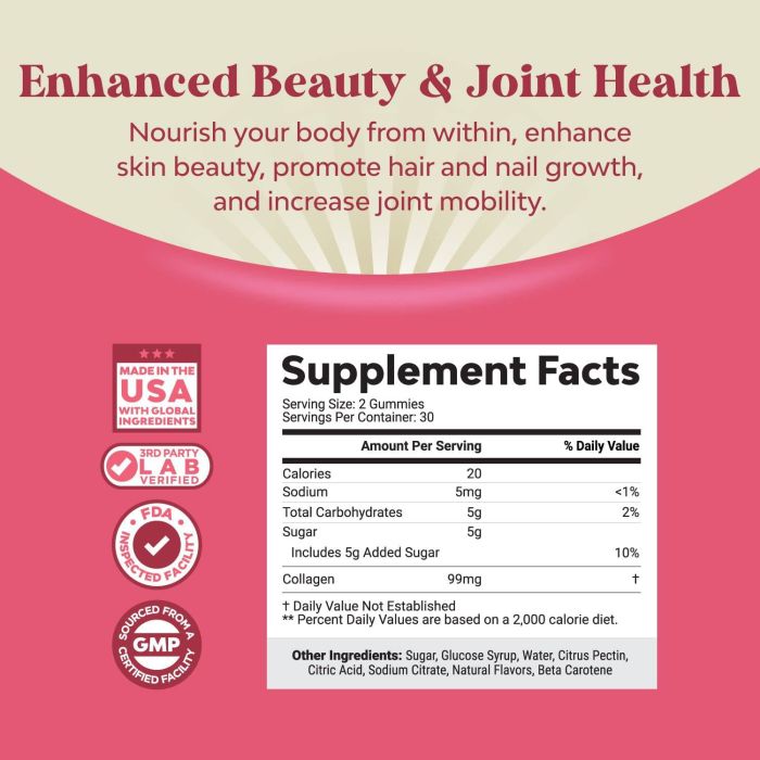 Nature's Craft Tropical Flavor Collagen 60 Gummies Adult Vitamins