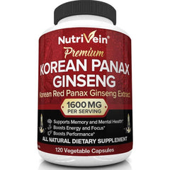 Nutrivein Pure Korean Red Panax Ginseng Energy Boost 120 Veggie Caps