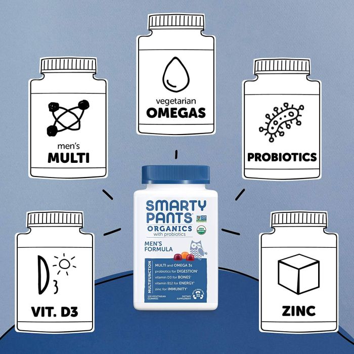 Smarty Pants Organics Men's Formula Multivitamin Probiotics 120 Gummy