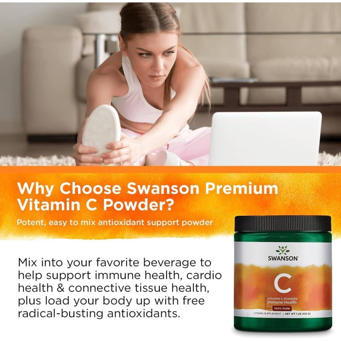 Swanson Vitamin C Powder Immune System Support Supplement 16 Oz