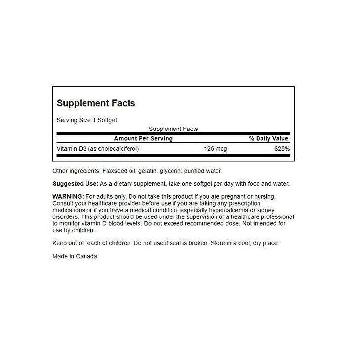 Swanson Vitamin D3 Bone Immune Health Supplement 250 Softgels