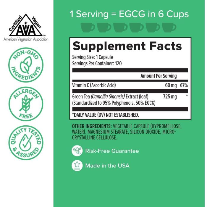Zenwise Green Tea Extract Egcg Vitamin C Supplement 120 Caps