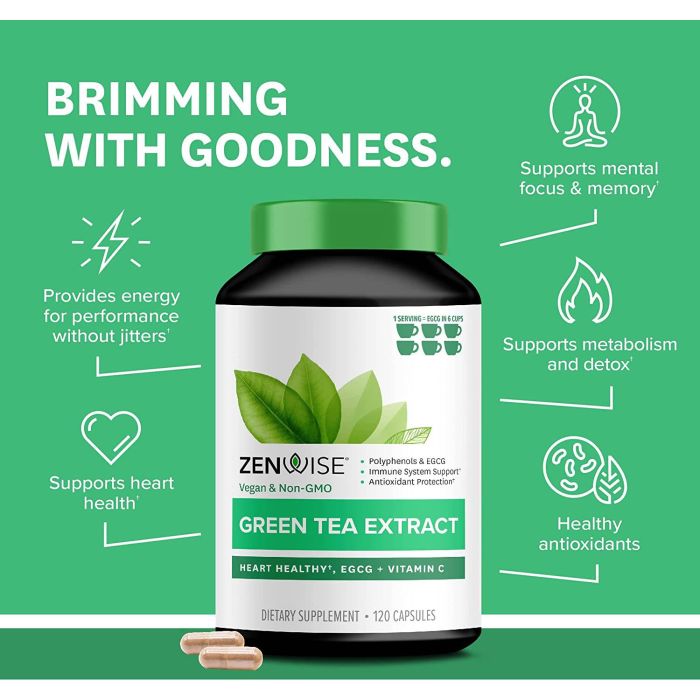 Zenwise Green Tea Extract Egcg Vitamin C Supplement 120 Caps