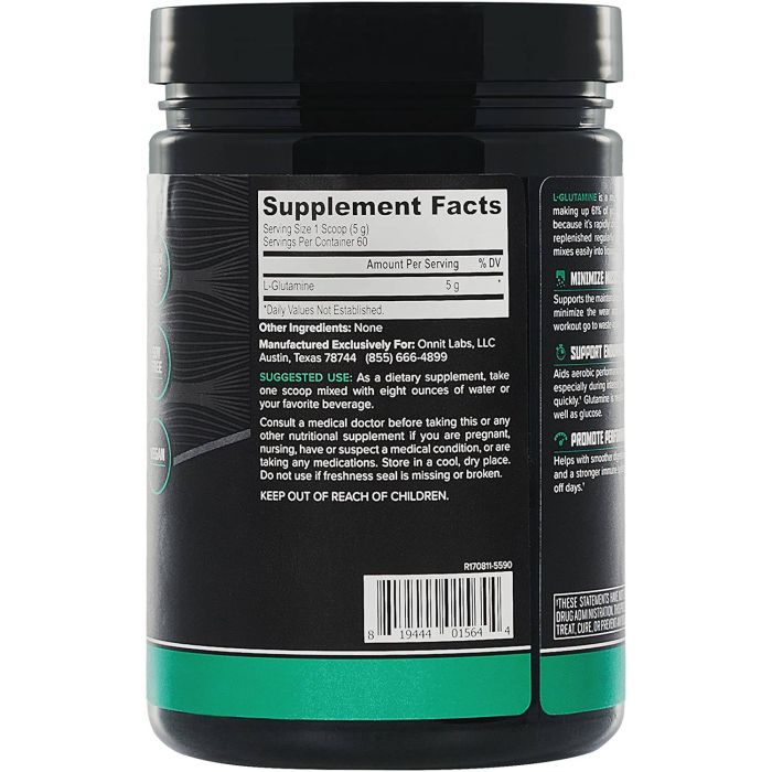 Onnit Glutamine Amino Acid Muscle Gut Health Support Supplement 11.1oz