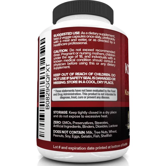 Nutrivein Pure Korean Red Panax Ginseng Energy Boost 120 Veggie Caps