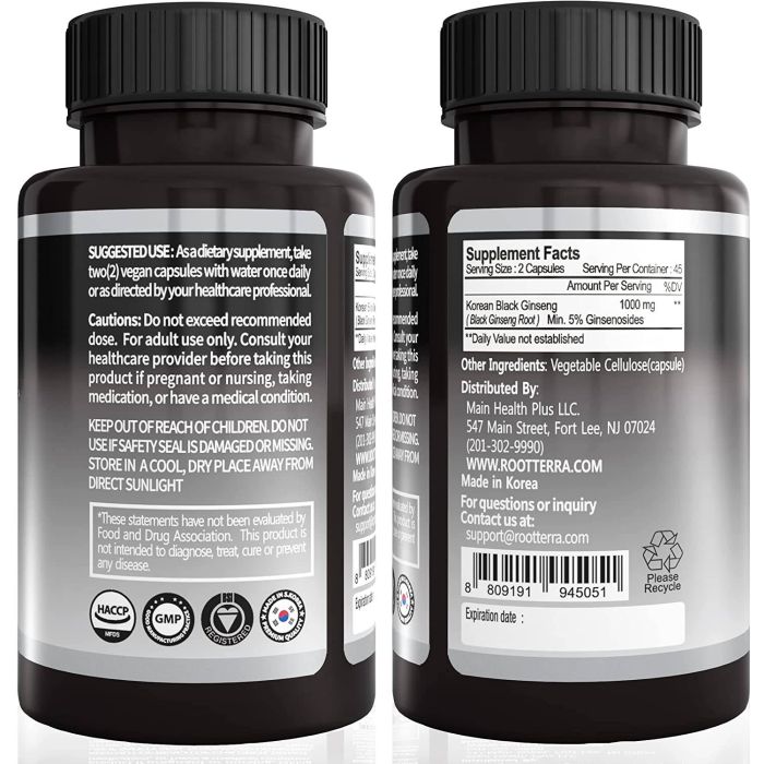 Geumheuk Korean Black Panax Ginseng 90 Caps Performance Supplement