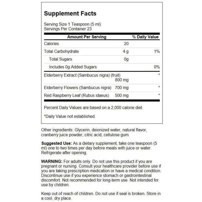 Swanson Elderberry Syrup bottle – vegan, alcohol-free immune support