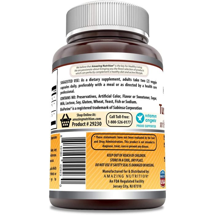 "Amazing Formulas Turmeric Curcumin 1500 mg bottle with BioPerine – 180 capsules for joint support"