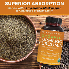Viva Naturals Organic Turmeric Curcumin 1500mg Heart Health 90 Caps
