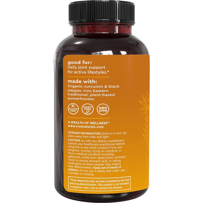 Viva Naturals Organic Turmeric Curcumin 1500mg Heart Health 90 Caps