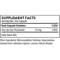 "Allergen-free zinc supplement with no gluten, dairy, or soy – Thorne Zinc Picolinate 60 capsules"
