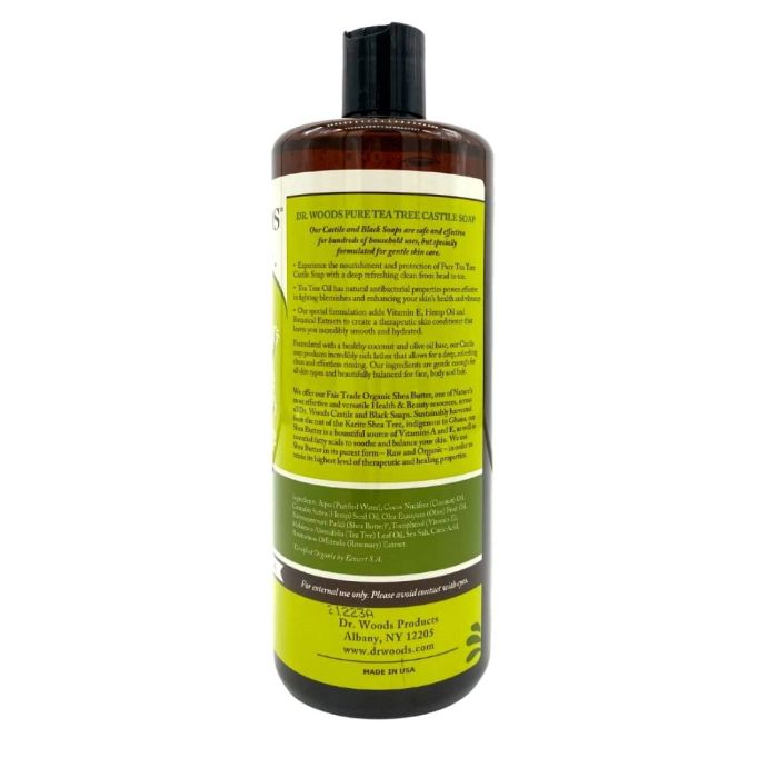 "Eco-friendly multipurpose cleanser – Dr. Woods tea tree and shea soap"
