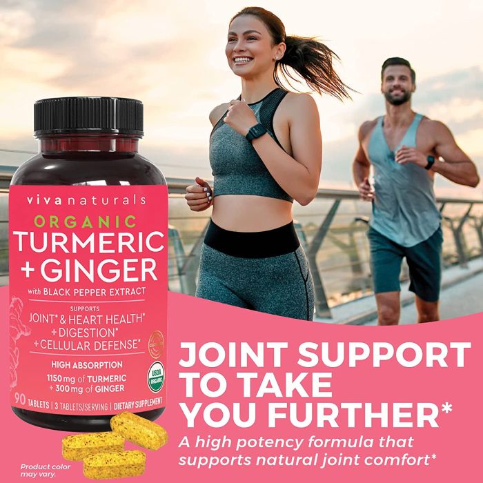 Viva Naturals Organic Turmeric Ginger Digestion Support 90 Caps