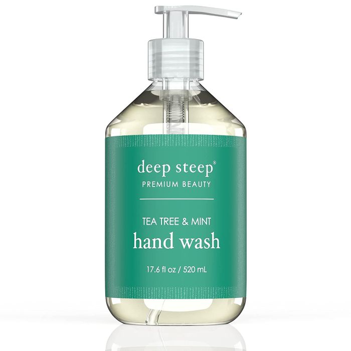 "Back label of Deep Steep hand wash – ingredients and certifications"
