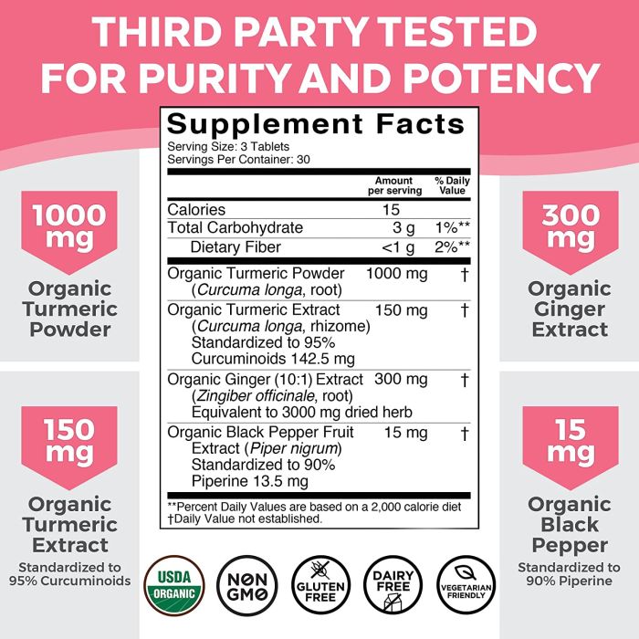 Viva Naturals Organic Turmeric Ginger Digestion Support 90 Caps