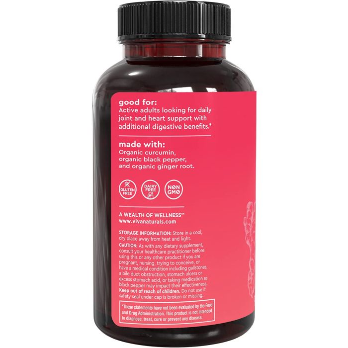 Viva Naturals Organic Turmeric Ginger Digestion Support 90 Caps