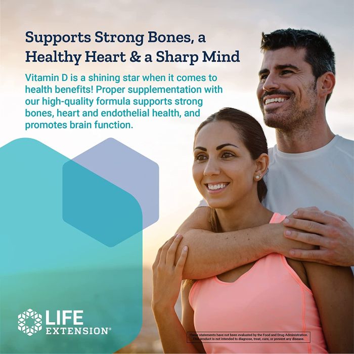 Life Extension Vitamin D3 25 mcg 1000 IU Softgels Bone Growth Support