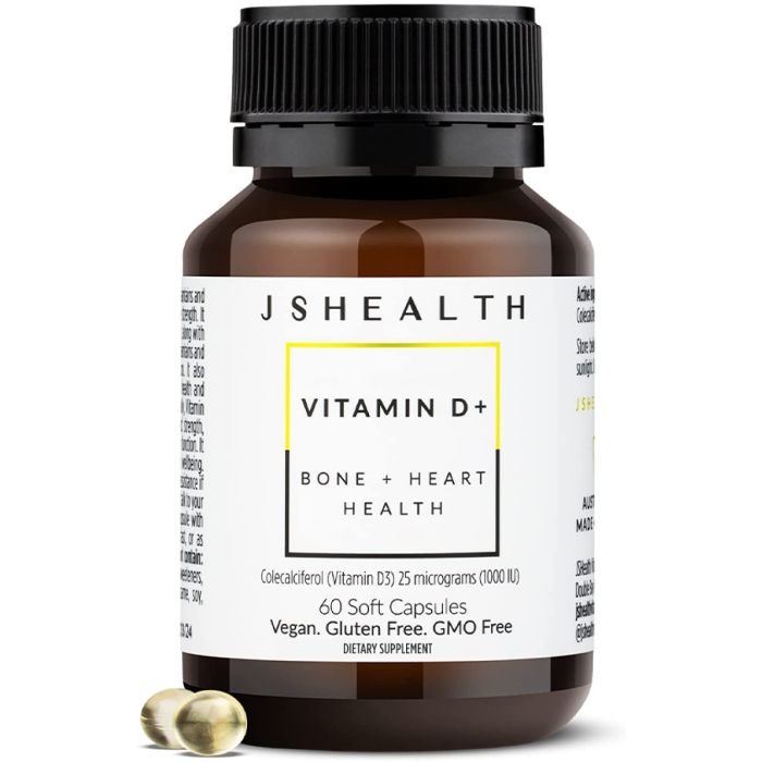 JSHealth Vitamin D Formula Bone Heart Health Support 60 Soft Caps
